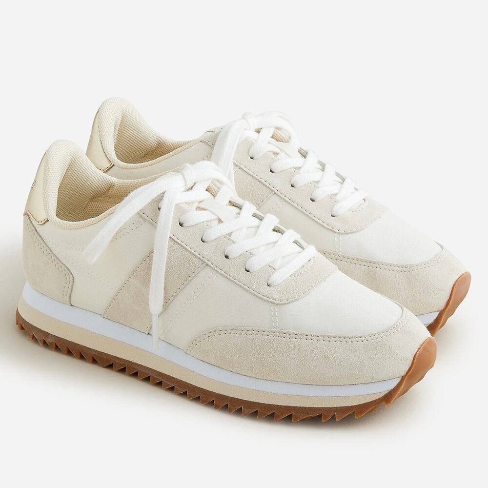 J. CREW |‎ Beige Cream Ivory Metallic Sneakers Trainers Athletic Shoes | Size 9